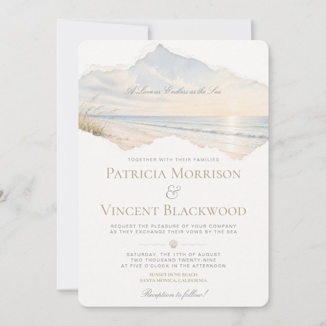 Mariage au bord de la mer Invitation de mariage (Devant)