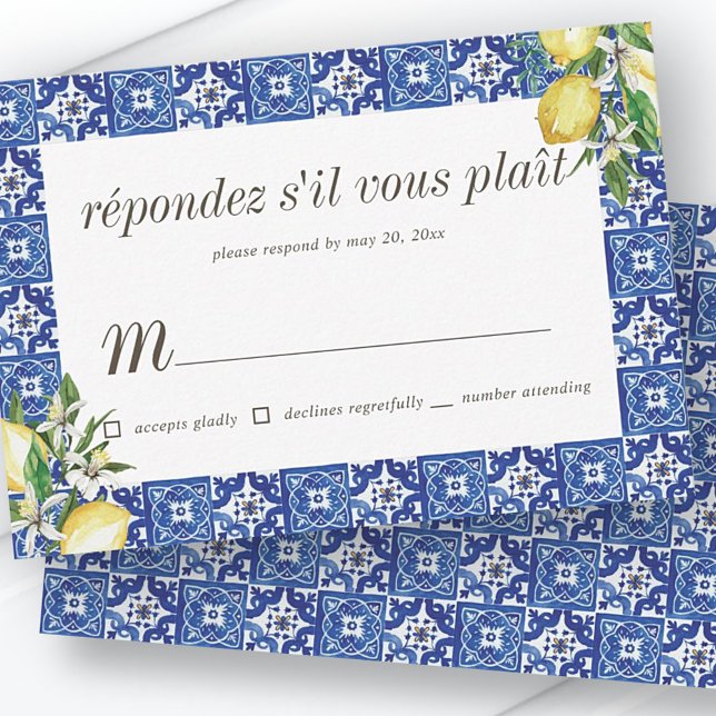 Mariage au citron bleu méditerranéen RSVP (Créateur téléchargé)
