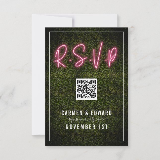 Mariage au néon sur buis QR RSVP (Devant)