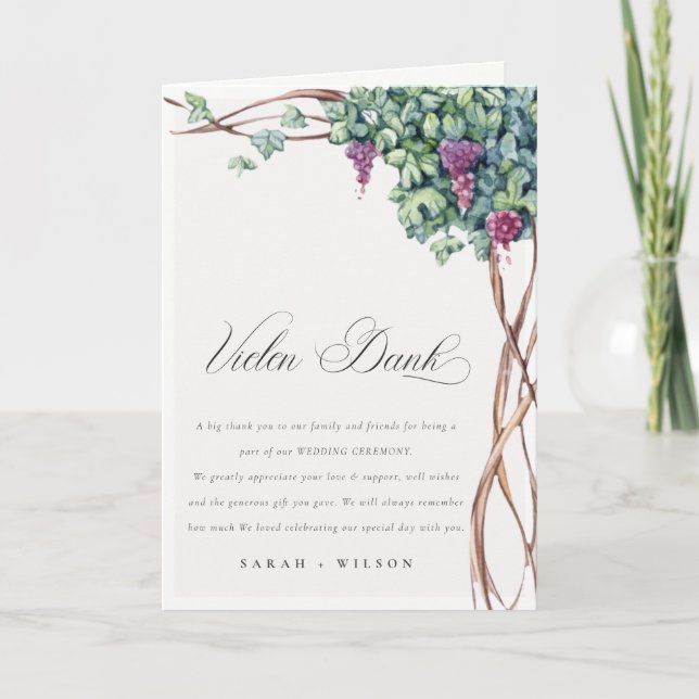 Mariage au Vigne à l'aquarelle Merci beaucoup (Devant)