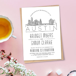 Mariage Austin   Invitation Skyline stylisée