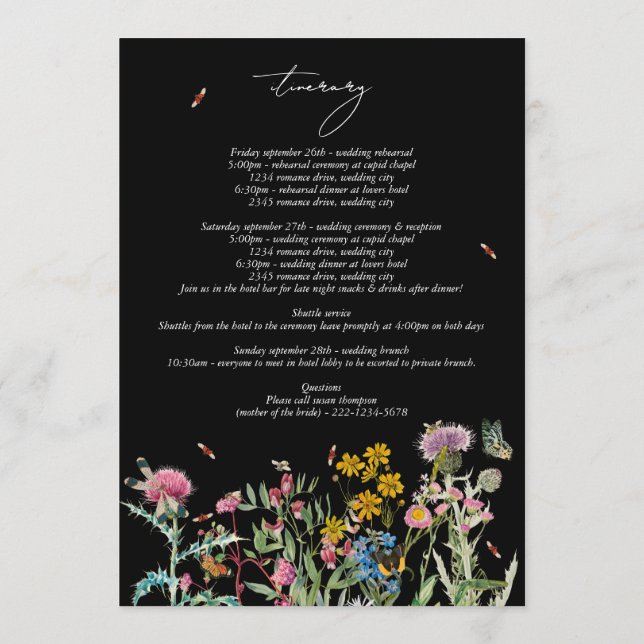 Mariage aux Fleurs Sauvages Programme Itinéraire N (Dos)