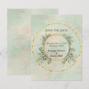 Mariage avec cadre Cercle Vert et Or Enregistrer l