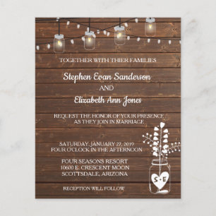 Mariage Barn Mason Jar Classic Wood Lumières rusti