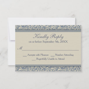 Mariage baroque bleu et beige élégant RSVP