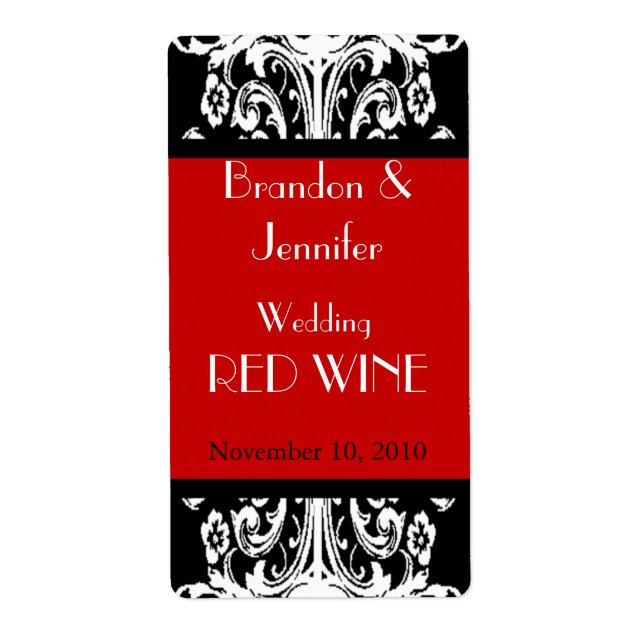 Mariage baroque noir et rouge Mini Étiquettes de v (Devant)
