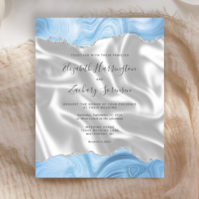 Mariage bébé bleu argenté agate soie blanche (Créateur téléchargé)