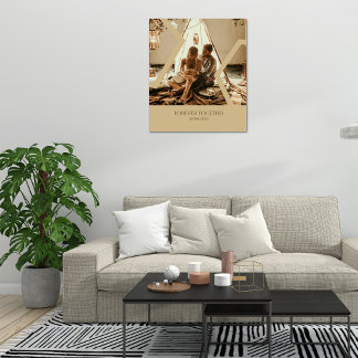 Mariage beige personnalisé date toile étirée