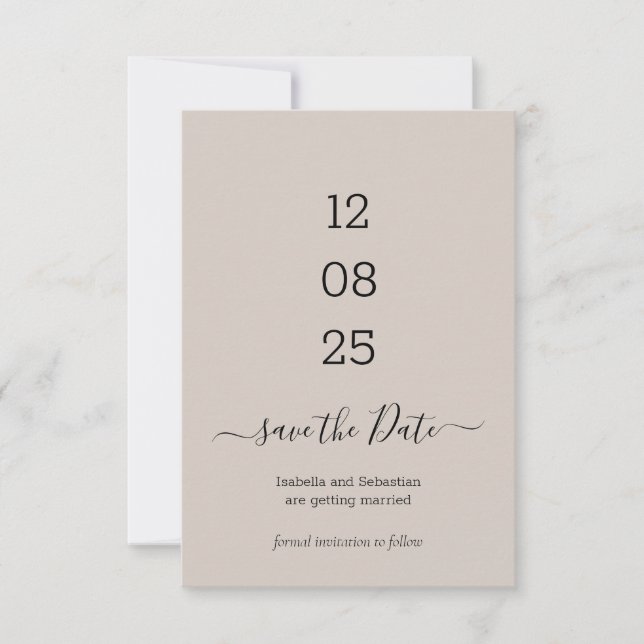 Mariage Beige Save the Date Neutre (Devant)