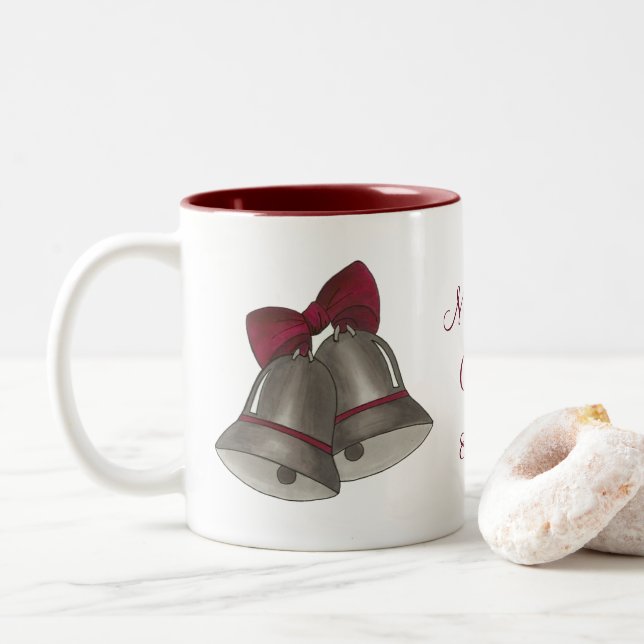 Mariage Bell de cloches d'argent Mug personnalisé (Avec donut)