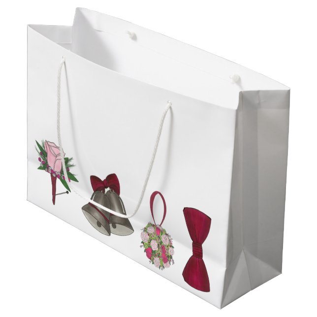 Mariage Bells Rose de naissance Bowtie sac cadeau (Devant Angle)