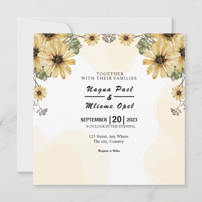 Mariage Best Carré Invitation Card Design Vector (Devant)