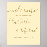 Mariage Beurre Jaune Et Or Affiche de bienvenue