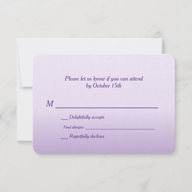 Mariage bilingue violet ombre RSVP (Devant)