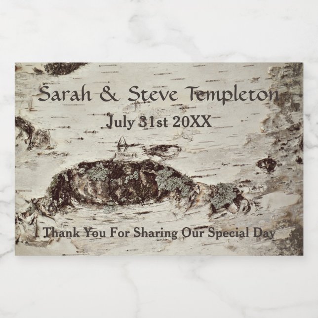 Mariage Birch Wood Mason Jar Étiquette (Étiquettes simples)