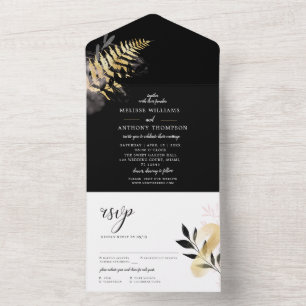 Mariage Black Glittering All In One Invitation