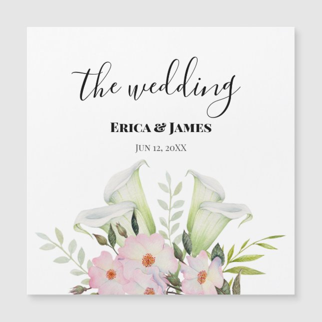 Mariage blanc doux Calla Lily Rose Aquarelle (Devant)