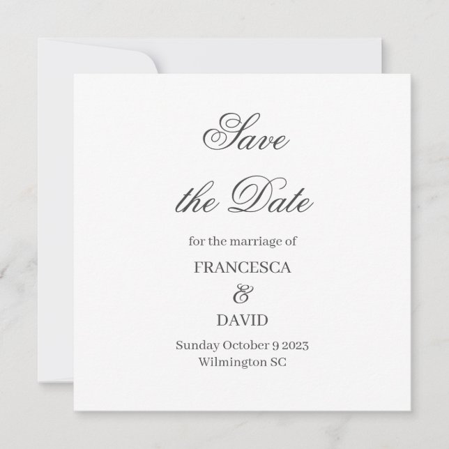 Mariage blanc Enregistrer la carte de date (Devant)