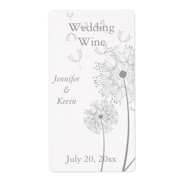 Mariage blanc et gris Dandelion Mini Étiquettes de (Devant)