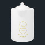Mariage blanc et or<br><div class="desc">Créez une théière personnalisée pour le mariage avec le couple mariage et la date de la cérémonie de mariage. Il présente un design rose en blanc et or. Ajoutez simplement vos noms et votre date souhaités. Utilisez le modèle pour personnaliser.</div>