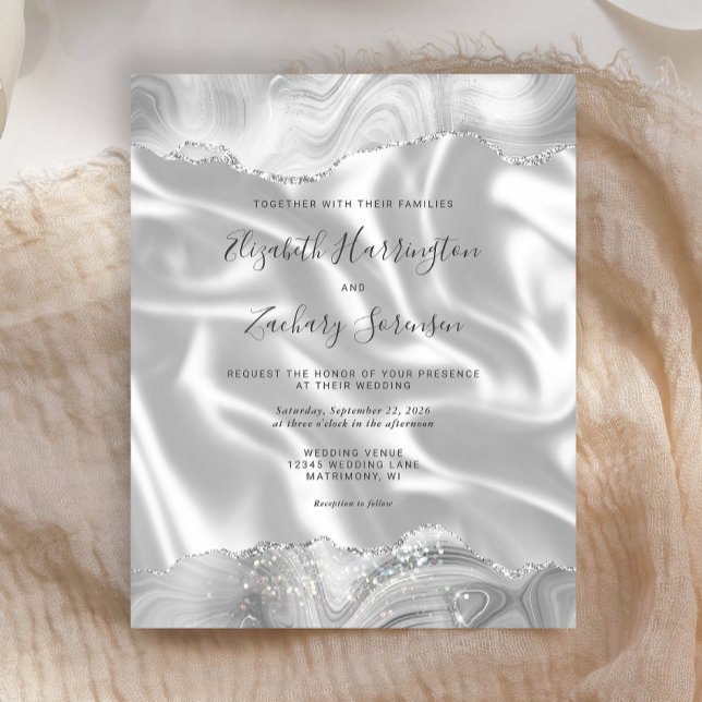 Mariage Blanc Gris Argent Agate Blanc Soie (Créateur téléchargé)
