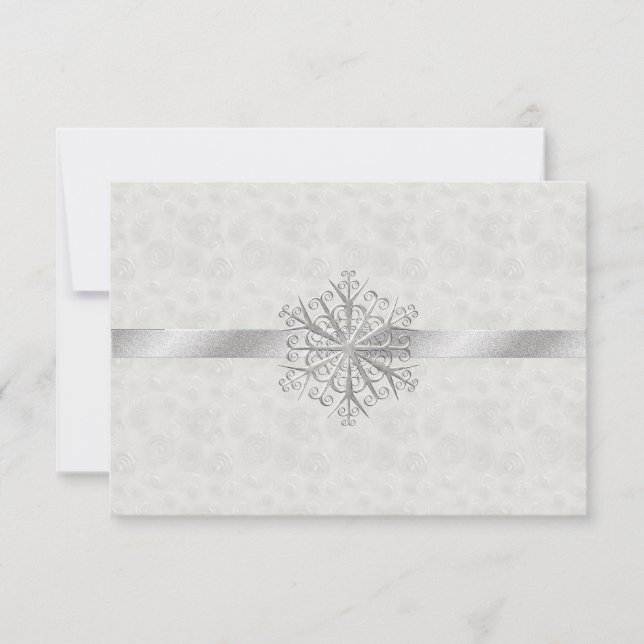 Mariage blanc hiver et Silver Snowflake RSVP (Devant)