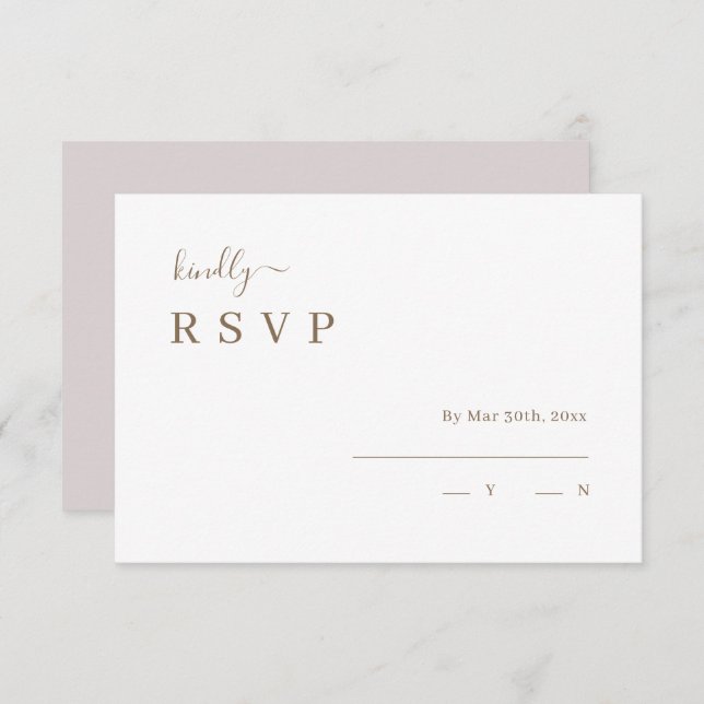 Mariage blanc minimaliste RSVP Invitation (Devant / Derrière)
