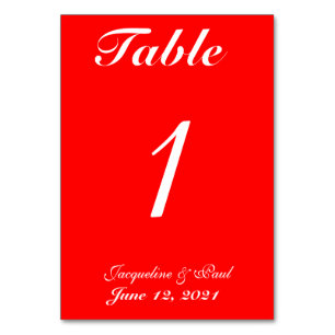 Mariage blanc rouge vif N° de tableau Cartes