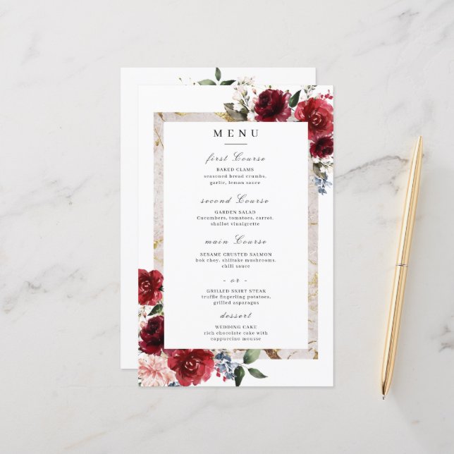 Mariage blanc rustique à la florale rouge (Devant/Arrière en situation)