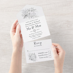 Mariage blanc tout en une invitation