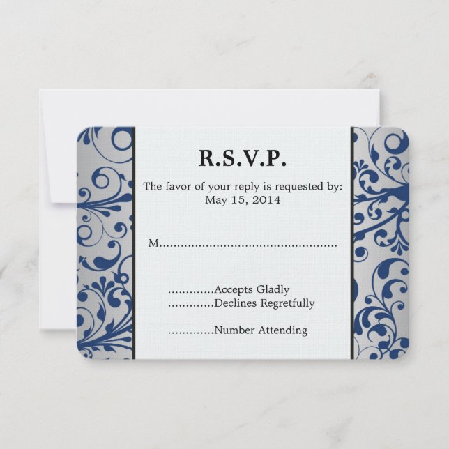 Mariage bleu argent RSVP (Devant)