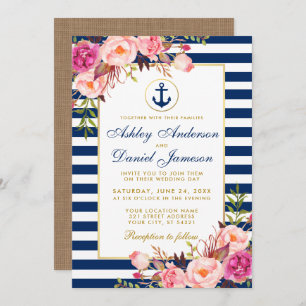 Mariage Bleu Bleu Bleu Bleu Bleu Invitation Rose