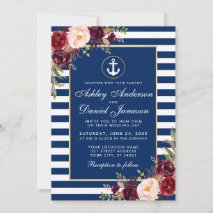 Mariage Bleu Bleu Bleu Burgundy Invitation