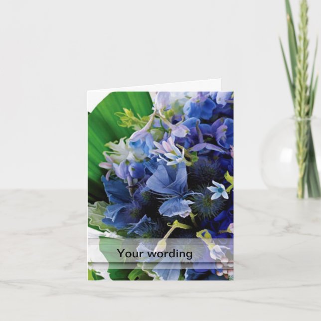 MARIAGE BLEU BOUQUET CARTES POUR NOTES (Devant)