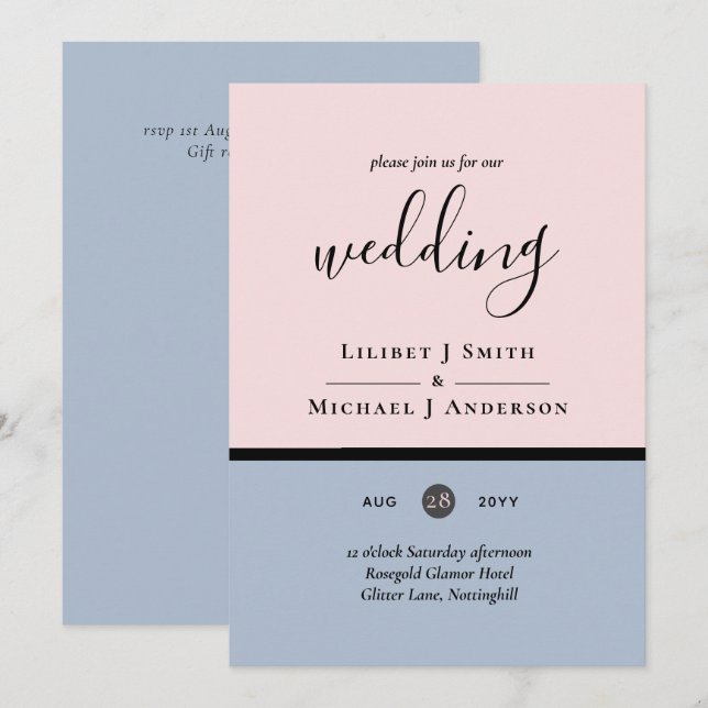 Mariage bleu clair minimaliste Dusty (Devant / Derrière)