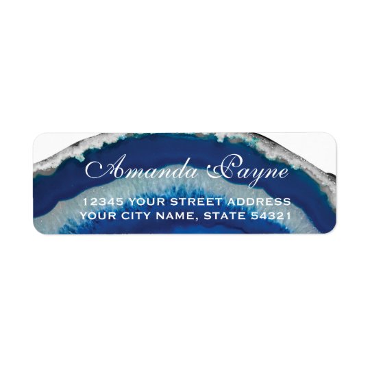 Mariage bleu de Geode Étiquette D’adresse Retour