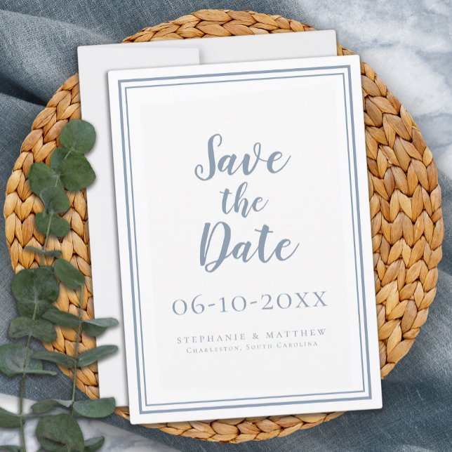 Mariage bleu Dusty Enregistrer La Date Simple Mode (Créateur téléchargé)