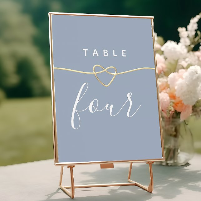 Mariage bleu Dusty Numéro de table avec coeur (Créateur téléchargé)