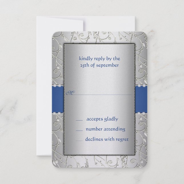 Mariage bleu et argenté RSVP (Devant)