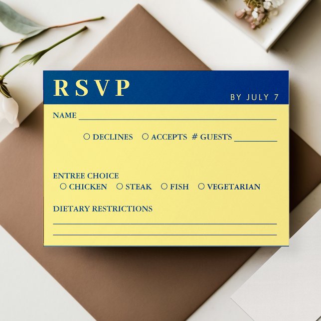 Mariage bleu et jaune RSVP (Blue & Yellow Wedding RSVP)