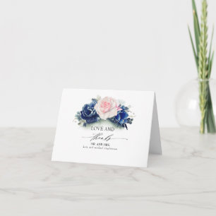 Mariage bleu marine et rose Merci