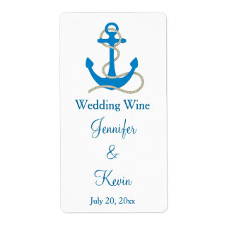Mariage bleu Nautique Mini Étiquettes de vin