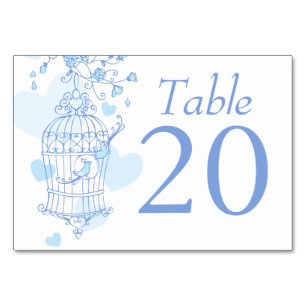 Mariage bleu oiseaux ouvrir les numéros de table d