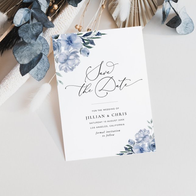 mariage bleu poussiéreux enregistrer la date carte (Créateur téléchargé)
