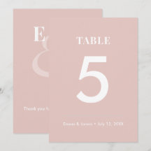 Mariage Blush Esperluette | Numéro de Table Modern