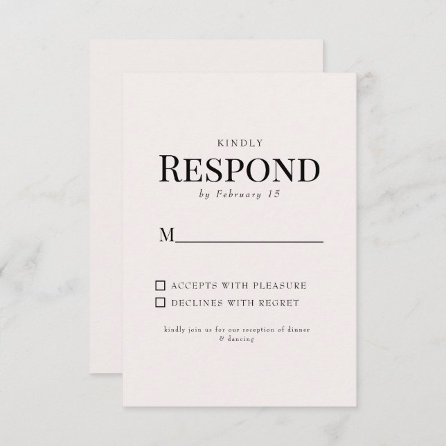 Mariage Blush simple Foliage RSVP (Devant / Derrière)