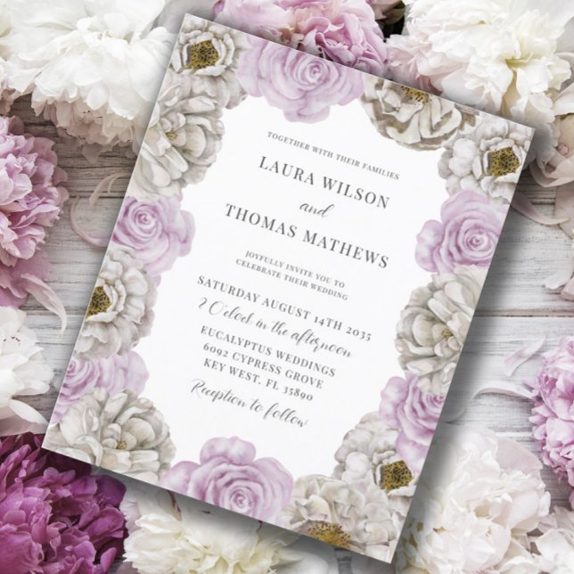 Mariage Bohème Aquarelle Fleurs Rose & Blanc (Créateur téléchargé)