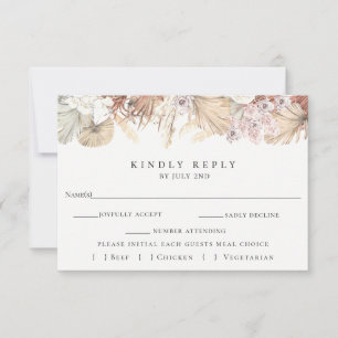 Mariage bohème branché RSVP avec carte de choix de