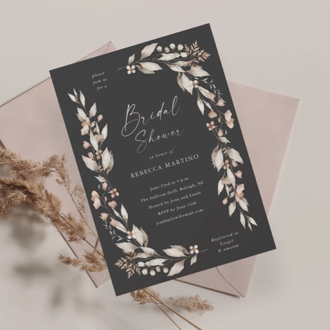 Mariage Bohème Fleur de Floral Bridal Shower  (Boho wildflower floral elegant wedding bridal shower invitation magnetic card.)