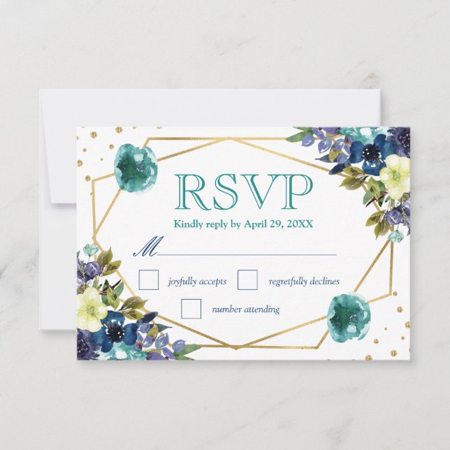 Mariage Bohème Fleurs d'Hiver à l'Aquarelle RSVP (Devant)